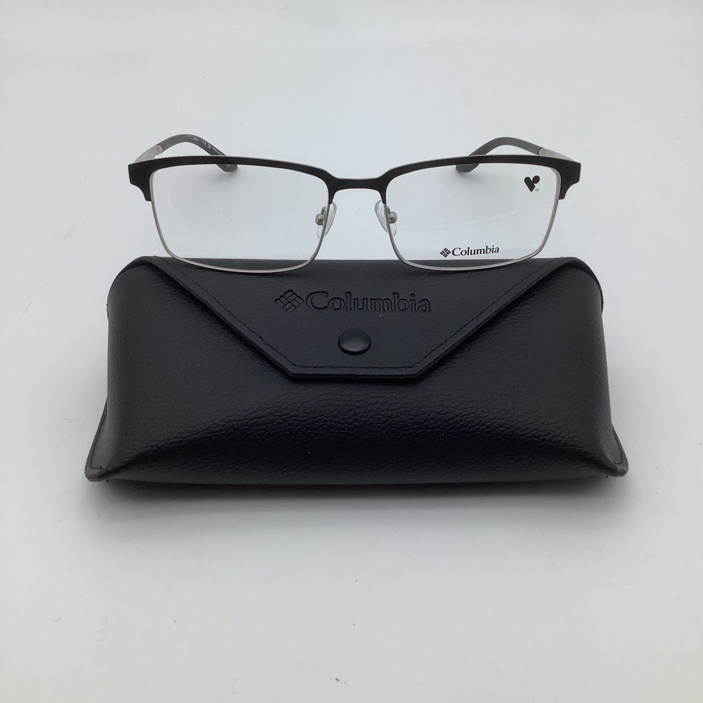 Columbia C3016 N Satin Black Silver Rectangle Semi Rimless Eyeglasses Frames New